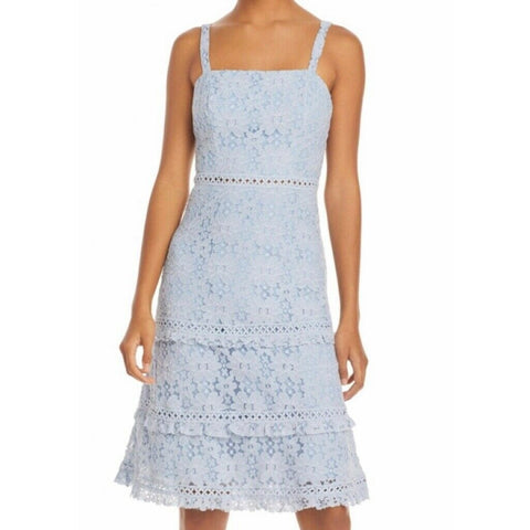 Aqua Sky Blue Lace Midi Cocktail Dress Size XS