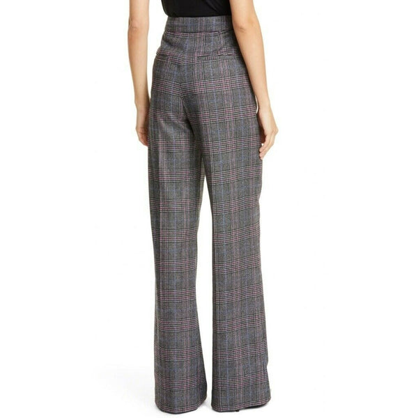 Veronica Beard Tuli Glen Plaid Wide Leg Trouser Wool Blend Pants Size 2