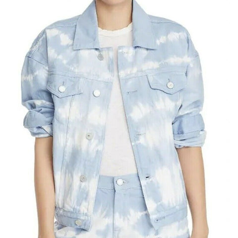 Blanknyc Light Blue and White Tie Dye Denim Jacket Size XS